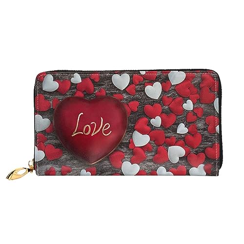 GBCDEDSL Valentinstag doppelseitig voll bedrucktes Mikrofaser-Leder Damen Leder lange Clutch Geldbörse Leder Geldbörse, Schwarz , Einheitsgröße von GBCDEDSL