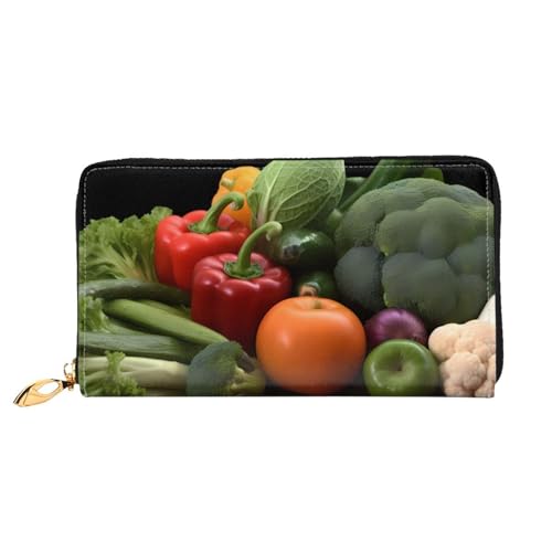GBCDEDSL Vegetables Doppelseitige voll bedruckte Mikrofaser-Leder Damen Leder lange Clutch Geldbörse Leder Geldbörse, Schwarz , Einheitsgröße von GBCDEDSL