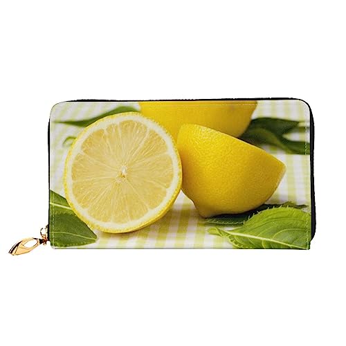 GBCDEDSL Yellow Lemon Doppelseitig Bedrucktes Mikrofaser-Leder Damen Leder Lange Clutch Geldbörse Leder Geldbörse, Schwarz , Einheitsgröße von GBCDEDSL