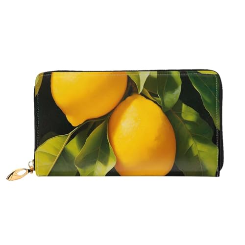 GBCDEDSL Yellow Lemon Doppelseitig Bedrucktes Mikrofaser-Leder Damen Leder Lange Clutch Geldbörse Leder Geldbörse, Schwarz , Einheitsgröße von GBCDEDSL