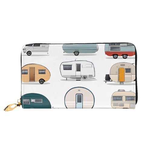 GBCDEDSL You Make Me Happy Trailer Doppelseitig Voll Bedrucktes Mikrofaser-Leder Damen Leder Lange Clutch Geldbörse Leder Geldbörse, Schwarz , Einheitsgröße von GBCDEDSL