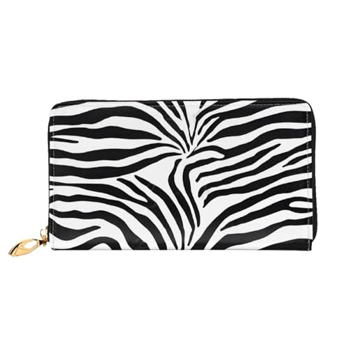 GBCDEDSL Zebra Prints doppelseitig voll bedrucktes Mikrofaser-Leder Damen Leder lange Clutch Geldbörse Leder Geldbörse, Schwarz , Einheitsgröße von GBCDEDSL