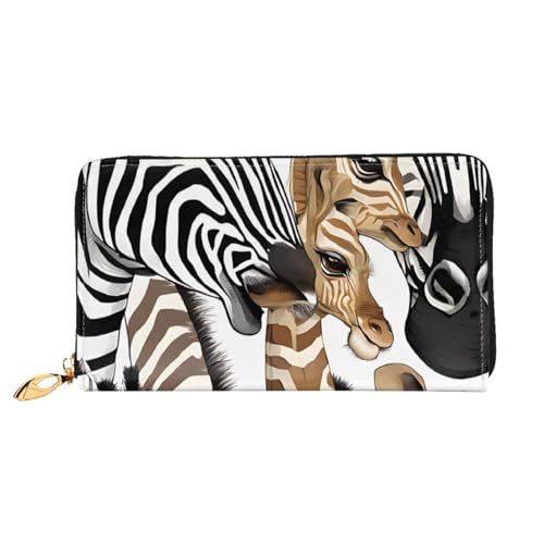 GBCDEDSL Zebra und Giraffe doppelseitig bedrucktes Mikrofaser-Leder Damen Leder lange Clutch Geldbörse Leder Geldbörse, Schwarz , Einheitsgröße von GBCDEDSL
