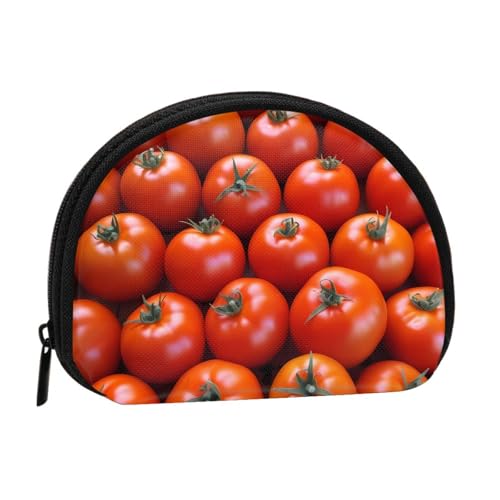 Many Tomatoes Full Format Printed Polyester Portable Mini Storage Bag Shell Shaped Wallet Small Coin Wallet Shell Storage Bag, Schwarz , Einheitsgröße von GBCDEDSL