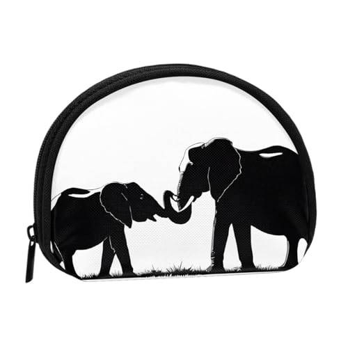 Old Elephant and Young Elephant Full Format Printed Polyester Portable Mini Storage Bag Shell Shaped Wallet Small Coin Wallet Shell Storage Bag, Schwarz , Einheitsgröße Old Elephant and Young Elephant Full Format Printed Polyester Portable Mini Storage Bag Shell Shaped Wallet Small Coin Wallet Shell Storage Bag, Schwarz , Einheitsgröße von GBCDEDSL