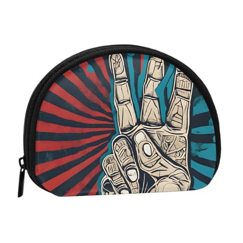 Rock and Roll Vollformat Bedrucktes Polyester Tragbare Mini-Aufbewahrungstasche Muschelförmige Geldbörse Kleine Münzgeldbörse Shell Aufbewahrungstasche, Schwarz , Einheitsgröße von GBCDEDSL