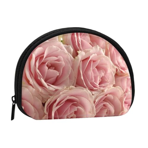 Roses Flower Full Format Printed Polyester Portable Mini Storage Bag Shell Shaped Wallet Small Coin Wallet Shell Storage Bag, Schwarz , Einheitsgröße von GBCDEDSL
