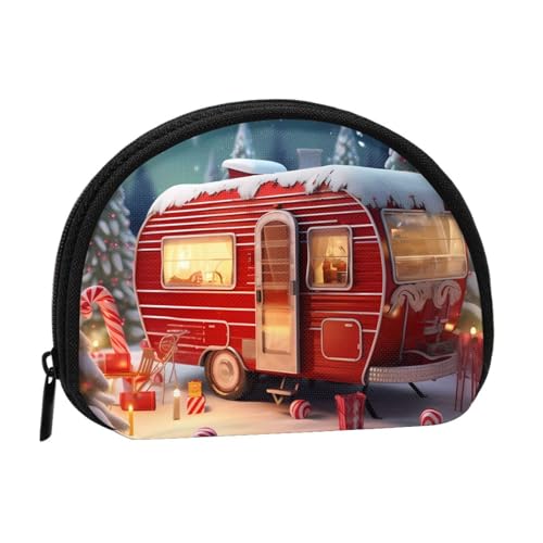 Rote Vollformat bedruckte Polyester tragbare Mini-Aufbewahrungstasche Muschelförmige Geldbörse kleine Münzgeldbörse Muschel Aufbewahrungstasche, Schwarz , Einheitsgröße von GBCDEDSL