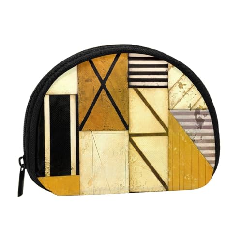 Rustikale hölzerne Vollformat bedruckte Polyester tragbare Mini-Aufbewahrungstasche Muschelförmige Geldbörse kleine Münzgeldbörse Muschel Aufbewahrungstasche, Schwarz , Einheitsgröße von GBCDEDSL