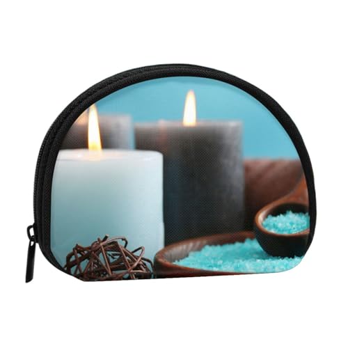 Spa Teal Vollformat Bedrucktes Polyester Tragbare Mini-Aufbewahrungstasche Muschelförmige Geldbörse Kleine Münzgeldbörse Muschel Aufbewahrungstasche, Schwarz , Einheitsgröße von GBCDEDSL