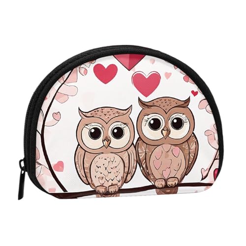 Süße Eulen Vollformat Bedruckte Polyester Tragbare Mini-Aufbewahrungstasche Muschelförmige Geldbörse Kleine Münzgeldbörse Muschel Aufbewahrungstasche, Schwarz , Einheitsgröße von GBCDEDSL