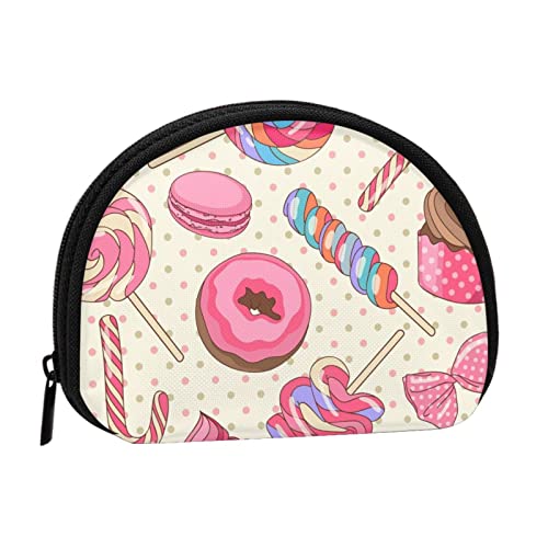 Sweet Lollipop Cupcake Vollformat Bedrucktes Polyester Tragbare Mini-Aufbewahrungstasche Muschelförmige Geldbörse Kleine Münzgeldbörse Muschel Aufbewahrungstasche, Schwarz , Einheitsgröße von GBCDEDSL