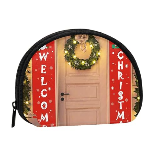 Xmas Decorations Full Format Printed Polyester Portable Mini Storage Bag Shell Shaped Wallet Small Coin Wallet Shell Storage Bag, Schwarz , Einheitsgröße von GBCDEDSL