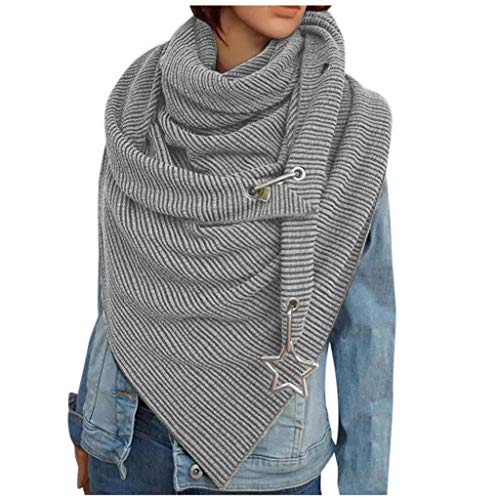 Damen XXL Strick Dreieck Schal großen Schals Halstuch Frauen Winterschal Herbstschal Poncho Lauschig Strickschal Einfarbig Wrap Schal Lange Stola Damenschal (Grey, One Size) von GBEN