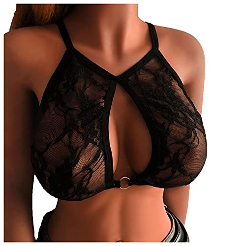 GBEN Damen Hebe BH Brustfrei Offene Brust Dessous Spitzennähte Harness BHS Körper Cage Cupless Oberteil Büstenhalter Erotische Straps Körperketten Ungepolsterter Babydoll Reizwäsche, Schwarz, XL von GBEN