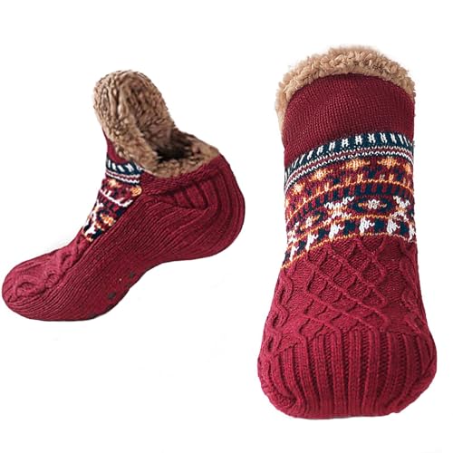 GBEN Kuschelig Warm Hüttensocken rutschfest Socken Bodenstrümpfe plus dickes Fleece, um warme Socken zu halten, leichte Baumwollsocken Socken Herren Blau Socken Damen Bodensocken Flauschige Socken von GBEN