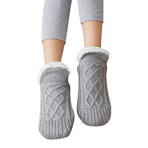 Warm Haussocken Plüsch Gefüttert Stoppersocke Herren Haus Hausschuhe Socken Bodensocken Gestrickte Warme Teppichsocken Haus Schlafsocken Sneaker Herren Socken Smart Fleece Gefütterte (S1-Grey, 40-42) von GBEN