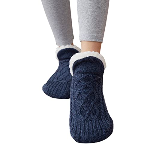 Warm Haussocken Plüsch Gefüttert Stoppersocke Herren Haus Hausschuhe Socken Bodensocken Gestrickte Warme Teppichsocken Haus Schlafsocken Sneaker Herren Socken Smart Fleece Gefütterte (S1-Navy, 40-42) von GBEN