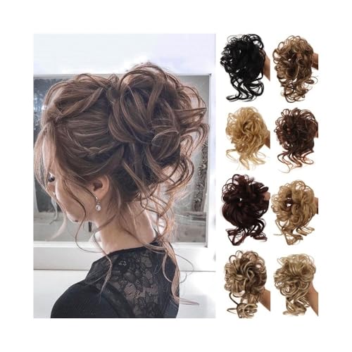 Haarteil Messy Curly Bun Haarteil Scrunchie Tousled Updo Gummiband Haarverlängerung Haarteile für Frauen Mädchen(2#) von GBEVAUEIO