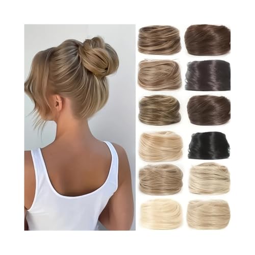 Haarteil Synthetisches Haar Dutt Donut Chignon Elastisches Gummiband Glattes Haar Hochsteckfrisur Haarteil Verlängerung für Frauen Mädchen(Light Brown) von GBEVAUEIO