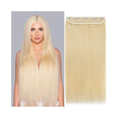 Lang Clip-in-Haarverlängerung, echtes Echthaar, #613 blond, einteilig, glattes Haar, 40,6–66 cm, brasilianisches Remy-Haar, for Frauen für Frauen(22 inches) von GBEVAUEIO