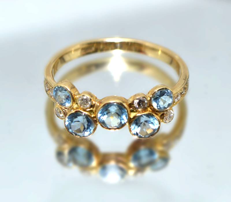 Blauer Topas Und Diamant-Cluster-Ring 14K Gold/Etwas Blau, Gold/Diamanten Verlobungsring Blauer Ring/Multistone-Ring/Cluster-Ring von GBJewelryStore