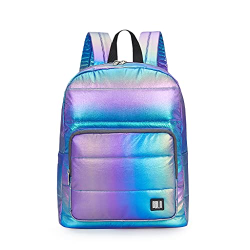GBLQ PLUS Rucksack Geldbörse für Damen, Holographische Gesteppte Puffer Tasche, Metallischer Rucksack für Arbeit Reisen, schillernde Büchertasche, Metallic-Blau, 38,1 cm, Large, Daypack Rucksäcke GBLQ PLUS Rucksack Geldbörse für Damen, Holographische Gesteppte Puffer Tasche, Metallischer Rucksack für Arbeit Reisen, schillernde Büchertasche, Metallic-Blau, 38,1 cm, Large, Daypack Rucksäcke von GBLQ PLUS