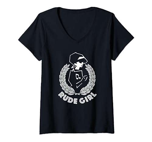 Damen Ska-Shirt Unhöfliches Mädchen-Ska-Musik-T-Shirt Ska Reggae-Musikhemd T-Shirt mit V-Ausschnitt von GBT