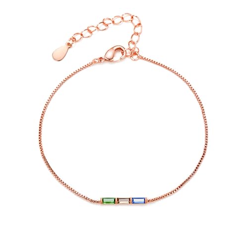 Benutzerdefinierte 1-3 Baguette Birthstones Armband für Frauen, personalisierte einstellbare zierlichen Schmuck für Mama beste Freundin Weihnachten Geburtstag Geschenke von GBTROEY
