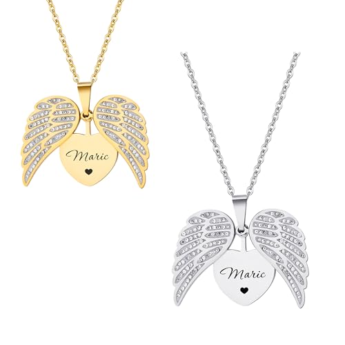 Personalisierte Engelsflügel Halskette, Graviert Name Halskette Schutzengel Flügel Anhänger Schmuck Muttertag Geschenk Für Mum Frauen Personalisierte Engelsflügel Halskette, Graviert Name Halskette Schutzengel Flügel Anhänger Schmuck Muttertag Geschenk Für Mum Frauen von GBTROEY