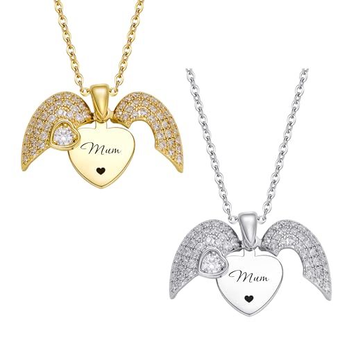 Personalisierte Engelsflügel Halskette, Graviert Name Halskette Schutzengel Flügel Anhänger Schmuck Muttertag Geschenk Für Mum Frauen Personalisierte Engelsflügel Halskette, Graviert Name Halskette Schutzengel Flügel Anhänger Schmuck Muttertag Geschenk Für Mum Frauen von GBTROEY
