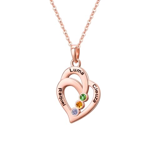 Personalisierte Herz-Halskette mit Geburtssteinen - benutzerdefinierte gravierte Name Versprechen Anhänger Jahrestag Geburtstag Schmuck Geschenke für Frauen Frau Mutter Oma Personalisierte Herz-Halskette mit Geburtssteinen - benutzerdefinierte gravierte Name Versprechen Anhänger Jahrestag Geburtstag Schmuck Geschenke für Frauen Frau Mutter Oma von GBTROEY
