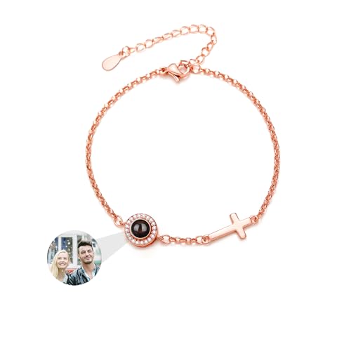 GBTROEY Personalisierte Kreuz Armband mit Foto im Inneren - Custom Foto Projektion Armband Memorial Geschenke für Männer & Frauen von GBTROEY