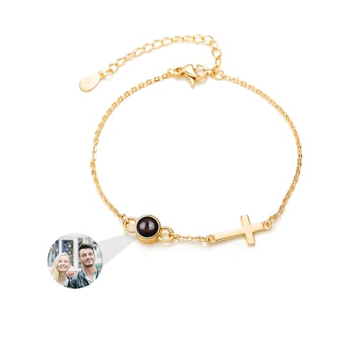 GBTROEY Personalisierte Kreuz Armband mit Foto im Inneren - Custom Foto Projektion Armband Memorial Geschenke für Männer & Frauen von GBTROEY