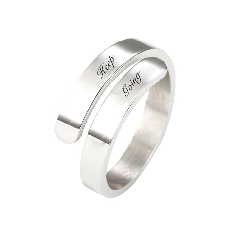 Personalisierte Name Ring für Frauen - benutzerdefinierte Spirale Twist eingraviert Name/Datum Ring, einstellbare offene Wrap Promise Schmuck Geschenk für Hochzeit Engagement von GBTROEY
