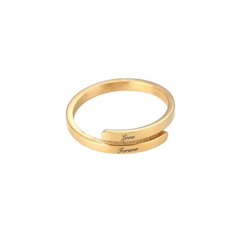 Personalisierte Name Ring für Frauen - benutzerdefinierte Spirale Twist eingraviert Name/Datum Ring, einstellbare offene Wrap Promise Schmuck Geschenk für Hochzeit Engagement von GBTROEY