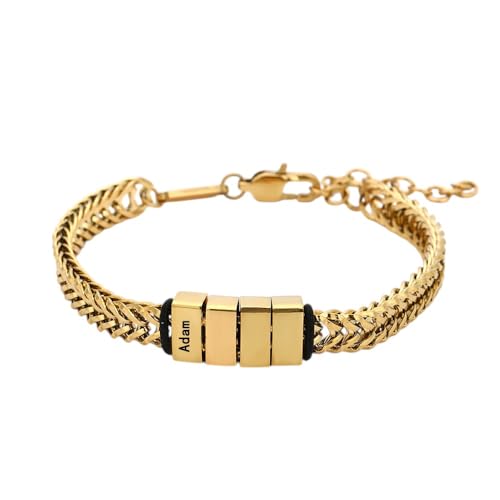 GBTROEY Personalisierte Namenskette Armband mit 1-7 Namen Perlen Titanium Stahl Armband für Männer Geschenk für Papa, Ehemann, Vater, Geschenk für ihn GBTROEY Personalisierte Namenskette Armband mit 1-7 Namen Perlen Titanium Stahl Armband für Männer Geschenk für Papa, Ehemann, Vater, Geschenk für ihn von GBTROEY