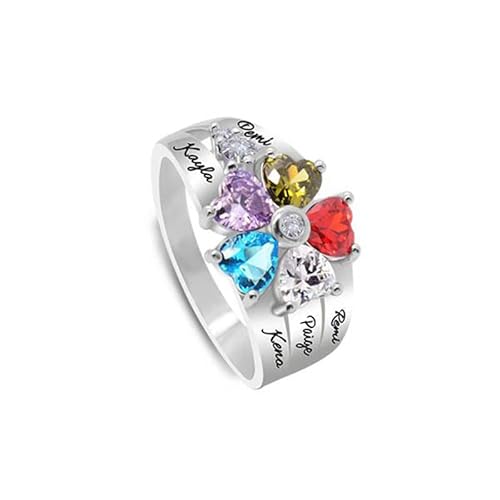Personalisierter Ring mit 1–8 Geburtssteinen für Frauen Individuell gestaltete Namensringe für sie Muttertag Valentinstag Geburtstag Schmuckgeschenke für Frauen Mutter Ehefrau von GBTROEY
