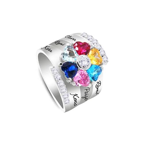 Personalisierter Ring mit 1–8 Geburtssteinen für Frauen Individuell gestaltete Namensringe für sie Muttertag Valentinstag Geburtstag Schmuckgeschenke für Frauen Mutter Ehefrau von GBTROEY