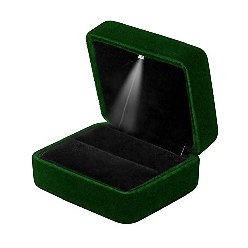 GBYAN Ringschachtel Ring Box mit Led Licht Schwarze Ringetui Samt Schmuck Geschenkbox für Hochzeit von GBYAN