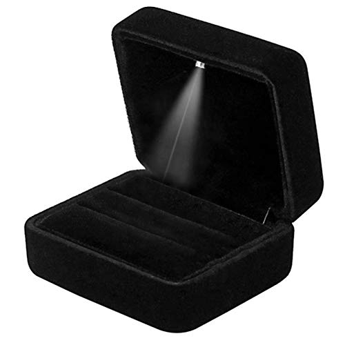 GBYAN Ringschachtel Ring Box mit Led Licht 2 Steckplätze Ringetui Samt Schmuck Geschenkbox für Hochzeit, Engagement von GBYAN