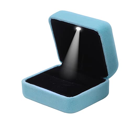 GBYAN Ring Box Ringschachtel mit LED-Licht Schwarze Ringetui Samt Schmuck Geschenkbox für Verlobung, Heiratsantrag, Hochzeit von GBYAN