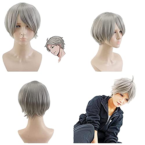 Haikyuu!! Sugawara Koushi Cosplay Wig Short Gray High Temperature Fiber Hair Costume Play Wigs Rose Network von GBYUFG