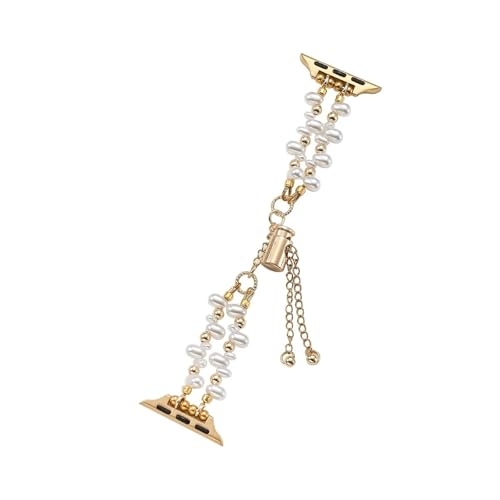 GBZHMCASE Perlen-Uhrenarmband kompatibel mit iWatch 42 mm 41 mm 40 mm 38 mm, Sommer-Uhrenarmband for Mädchen for iWatch Serie 9 8 7 6 5 4 3 2 1 SE(Gold,38mm(1~3S)) von GBZHMCASE