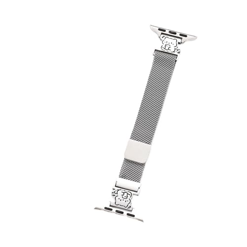 Magnetisches Uhrenarmband für Damen, kompatibel mit iWatch 42 mm, 41 mm, 40 mm, 38 mm, Ersatzarmband mit Katzen- und Hundemuster für Mädchen, für iWatch Serie 9, 8, 7, 6, 5, 4, 3, 2, 1, SE(Silver cat, Magnetisches Uhrenarmband für Damen, kompatibel mit iWatch 42 mm, 41 mm, 40 mm, 38 mm, Ersatzarmband mit Katzen- und Hundemuster für Mädchen, für iWatch Serie 9, 8, 7, 6, 5, 4, 3, 2, 1, SE(Silver cat, von GBZHMCASE
