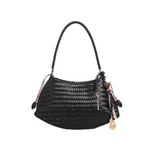 GBZIJIE Strandtasche,Badetasche Faltbare Handgemachte Webart PU Kordelzug Tragetaschen for Frauen Luxus Handtaschen Geldbörse Vintage mit Innentasche Schulter(1) von GBZIJIE