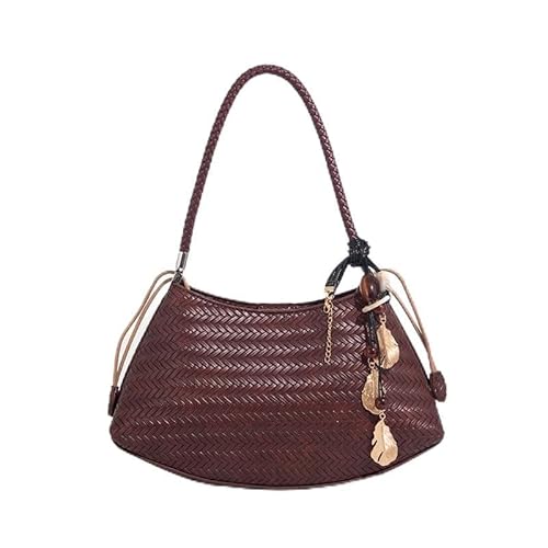 GBZIJIE Strandtasche,Badetasche Faltbare Handgemachte Webart PU Kordelzug Tragetaschen for Frauen Luxus Handtaschen Geldbörse Vintage mit Innentasche Schulter(3) von GBZIJIE