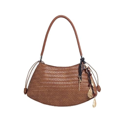 GBZIJIE Strandtasche,Badetasche Faltbare Handgemachte Webart PU Kordelzug Tragetaschen for Frauen Luxus Handtaschen Geldbörse Vintage mit Innentasche Schulter(4) von GBZIJIE