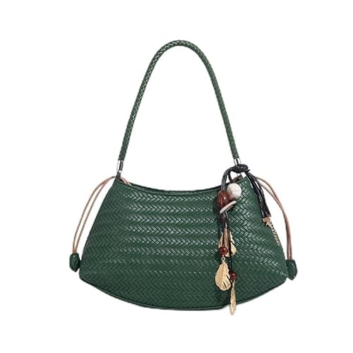 GBZIJIE Strandtasche,Badetasche Faltbare Handgemachte Webart PU Kordelzug Tragetaschen for Frauen Luxus Handtaschen Geldbörse Vintage mit Innentasche Schulter(7) von GBZIJIE