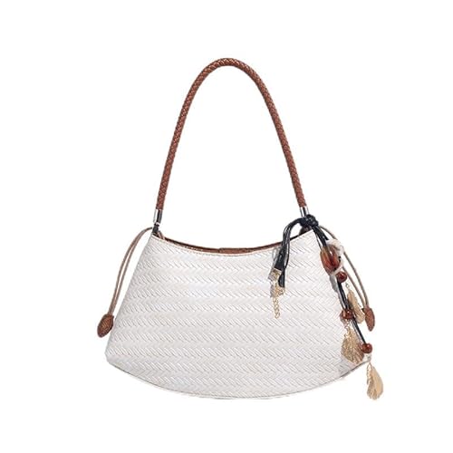 GBZIJIE Strandtasche,Badetasche Faltbare Handgemachte Webart PU Kordelzug Tragetaschen for Frauen Luxus Handtaschen Geldbörse Vintage mit Innentasche Schulter(9) von GBZIJIE